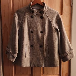 GAP Wool Cape Peacoat Pea Coat Lined Jacket Gray Medium